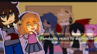 • Fandoms react to eachother •  OMORI 2  FNAF  AFTON FAMILY  DDLC  MHA  genshin impact [upl. by Warp]