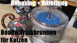 Boadw Trinkbrunnen für Katze Katzenbrunnen Haustier Wasserspender 26L Unboxing und Anleitung [upl. by Blodgett857]