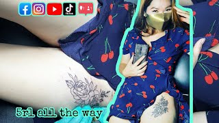 FLORAL THIGH TATTOO thank you ms mhae padztattoo spreadlovenotvirus thightattoo [upl. by Anitselec89]