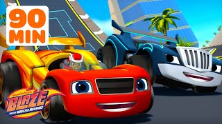 Blazes Monster Machine Adventures as RACE CARS 🏎️💨  90 Minutes  Blaze and the Monster Machines [upl. by Nilreb632]