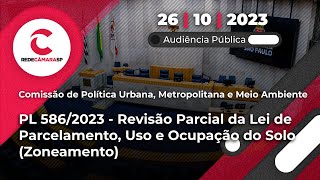 Audiência Pública de Política Urbana  Revisão da Lei de Zoneamento  PL 5862023  261023 [upl. by Alikahs]