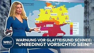 UNWETTERWARNUNG IN DEUTSCHLAND Glatteis und Schnee quotUnbedingt vorsichtig seinquot [upl. by Bruyn]