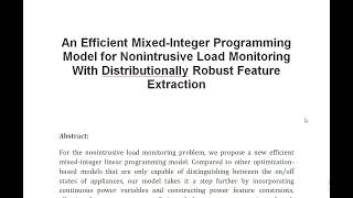 An Efficient Mixed Integer Programming Model for Nonintrusive Load Monitoring With Distributionally [upl. by Edyak]