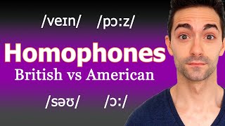 English HOMOPHONES  BRITISH vs AMERICAN Pronunciation  Different Spelling Same Pronunciation [upl. by Laertnom961]