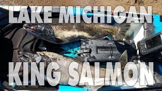 FIRST EVER King Salmon catch from a small kayak on Lake Michigan near Waukegan IL [upl. by Dawkins]