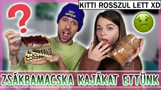 ZSÁKBAMACSKA KAJÁKAT ETTÜNK KITTIVEL 😱 Kitti rosszul lett xD [upl. by Ynnor]