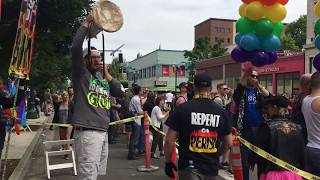 ANTIFA Girls try to disrupt street preachers [upl. by Eneryt]