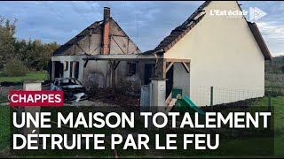 Une maison totalement détruite par le feu à Chappes [upl. by Nrubloc]