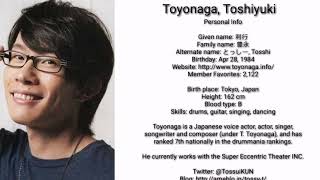 Toyonaga Toshiyuki voice acting roles [upl. by Cadmann]