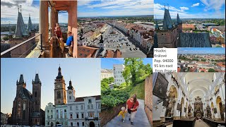 Hradec Králové historic city of the Czech Republic with panorama from White Tower 72 m high [upl. by Eiznek599]