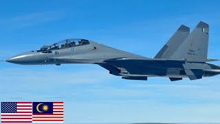 USAF Su30MKM fighter jets of the Royal Malaysian Air Force during aerial refueling [upl. by Neiv]