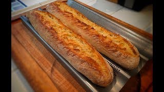 No Knead French Style Baguettes long proof better bread [upl. by Arrac109]