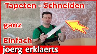 Tapezierschiene im Einsatz Tapeten schneiden ganz einfach erklärt Tapezieren Tutorial No 308 [upl. by Nennerb390]