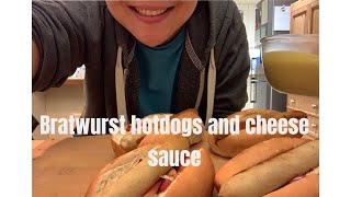 ASMR MUKBANG EATING GERMAN BRATWURST DIPPED IN CHEESE SAUCE [upl. by Ortrud152]