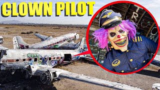 If your drone ever catches a scary CLOWN PILOT at abandoned haunted airport plane crash site RUN [upl. by Reffinnej]