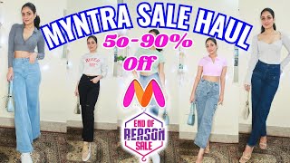 Huge Myntra Sale Haul😍 High Waisted Jeans Affordable amp Trendy  90 off Try on Haul [upl. by Lorac]