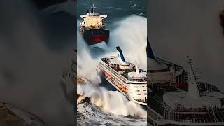 Massive Ship Battling Giant Waves in Open Ocean [upl. by Dnanidref357]