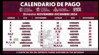 ♨️TODOS COBRAN 🎁 Letras AZ  32 ESTADOS 💥Calendario de Pagos NoviembreDiciembre Pensión Bienestar [upl. by Asertal555]