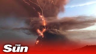 Philippines volcano  Dramatic footage of Taal eruption [upl. by Surazal531]