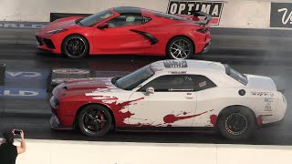 C8 Corvette vs Hellcat Redeye  drag racing [upl. by Eive49]