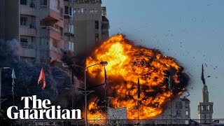 Video shows moment Israeli airstrike levels building in Beirut [upl. by Arocet]