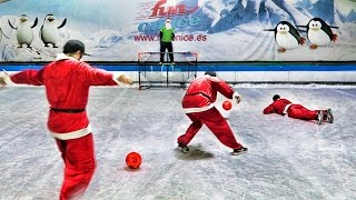 TIROS RESBALADIZOS CON HIELO ¡RETO FÚTBOL  ICE SLIP N SLIDE CHALLENGE [upl. by Airdnek]