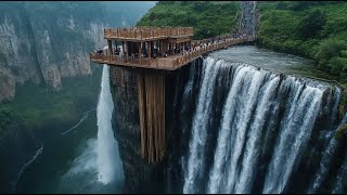 The most amazing cliff waterfall  Wonders of China [upl. by Sosthina]