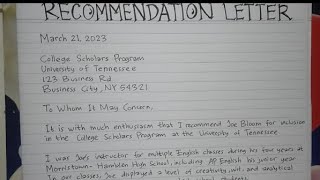 How to Write A Recommendation Letter for Students Step by Step  Writing Practices [upl. by Ledoux]