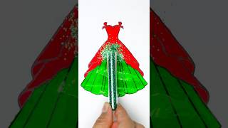 ❤️💚 Christmas Princess Dress 👸✨ Glitter Art 🎨 glitter satisfying art dress christmas [upl. by Razaile]