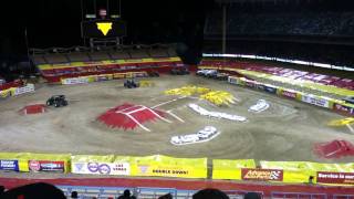 Monster Jam 2012 Dodger Stadium  Monster Energy Vs The Legend [upl. by Nnylcaj100]