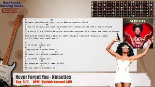 🎸 Never Forget You  Noisettes Guitar Backing Track with chords and lyrics [upl. by Broeder]