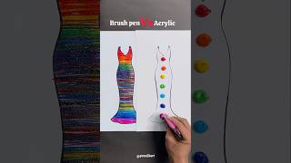 Brush pen VS Acrylic paint  Rainbow Dress Painting 🌈✨🤩 shorts art satisfying [upl. by Vharat]