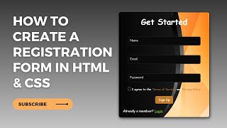 Registration Form using HTML amp CSS  Without Bootstrap pure HTML amp CSS  webcomponent [upl. by Eilrahs]