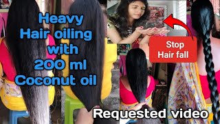 200 ml Heavy Hair oiling on long hair Hair oiling process step by stepTwin braid on long hair [upl. by Crissy]