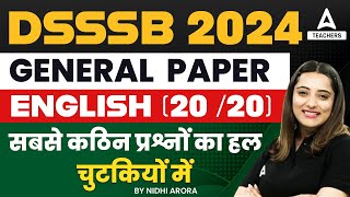 DSSSB Vacancy 2024  DSSSB English Classes 2024 By Nidhi Arora  Questions Practice 1 [upl. by Kado]