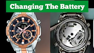 Casio Edifice ERA600 Battery Replacement Tutorial  How to change Edifice watches battery tutorial [upl. by Fachanan]