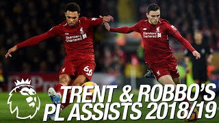 All of Trent AlexanderArnold and Andy Robertsons 23 Premier League assists in 201819 [upl. by Sudnak470]