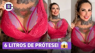 6 litros Influencer mostra novas próteses enormes nos seios [upl. by Guenzi]