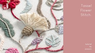 Tassel flower stitch embroidery tutorial  A sweet floral book pattern [upl. by Solis]