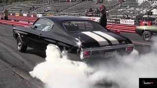 Ram Air IV GTO vs Chevelle SS 454 LS6  14 mile Drag Race Video and Massive Burnout  Road Test® [upl. by Malchus]