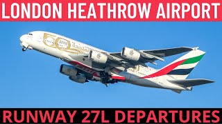 London Heathrow Airport Plane Spotting 2021  Runway 27L Departures [upl. by Brabazon]