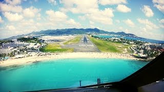 Cockpit Landing at StMaarten SXM Netherlands Antilles Pilots View [upl. by Lilas67]