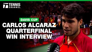 Carlos Alcaraz Keeps Spain amp Nadals Hopes Alive with BIG Win  2024 Davis Cup QF Interview [upl. by Glendon]