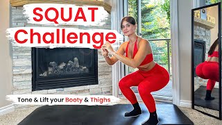 10 Min Super SQUAT Challenge 🔥Effectively Tone amp Lift the Booty amp Thighs at Home  No Equipment [upl. by Neenaj5]