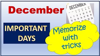 December Important Days Trick  Memorize December important days  STORY  MCQ December Days [upl. by Hgielrebmik708]