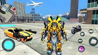 Yellow Bumblebee Car Jet Bike Transformation Robot Game  Android Gameplay [upl. by Firmin]