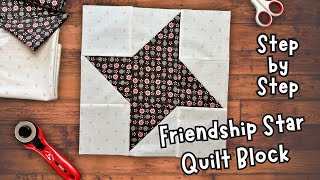 Friendship Star Quilt Block Tutorial  Easy and Stunning [upl. by Enimajneb]