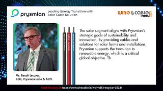 Prysmian Leading Energy Transition with Solar Cable Solution [upl. by Nathanson982]