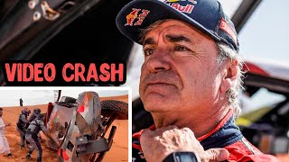 Carlos Sainz Sr Had an Accident at the 9 Stage of the Dakar 2023 Video Crash [upl. by Khalin976]