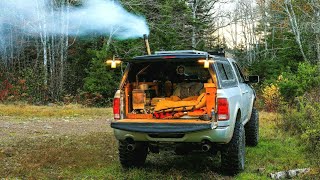 Truck Camping With Wood Stove Heated Camper [upl. by Gwendolen]